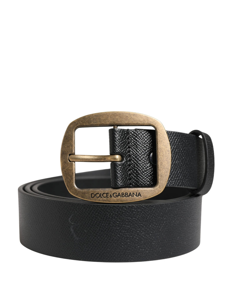 Dolce & Gabbana Heren Zwarte Klassieke Leren Riem met Metalen Gesp