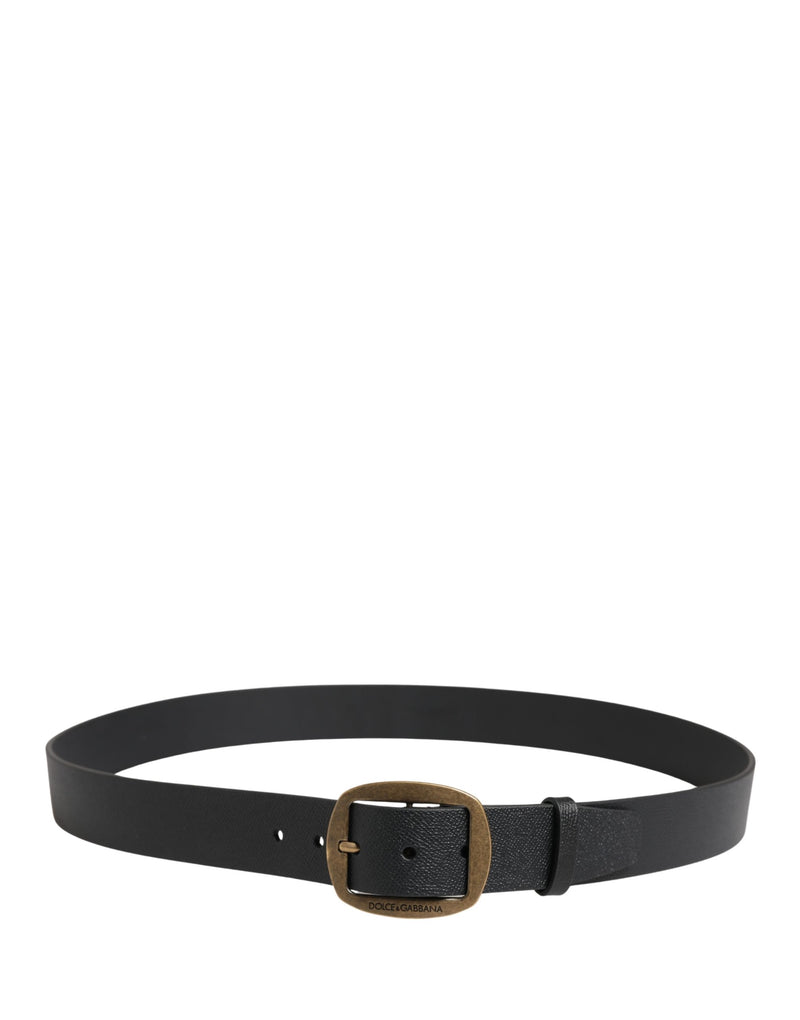 Dolce & Gabbana Heren Zwarte Klassieke Leren Riem met Metalen Gesp
