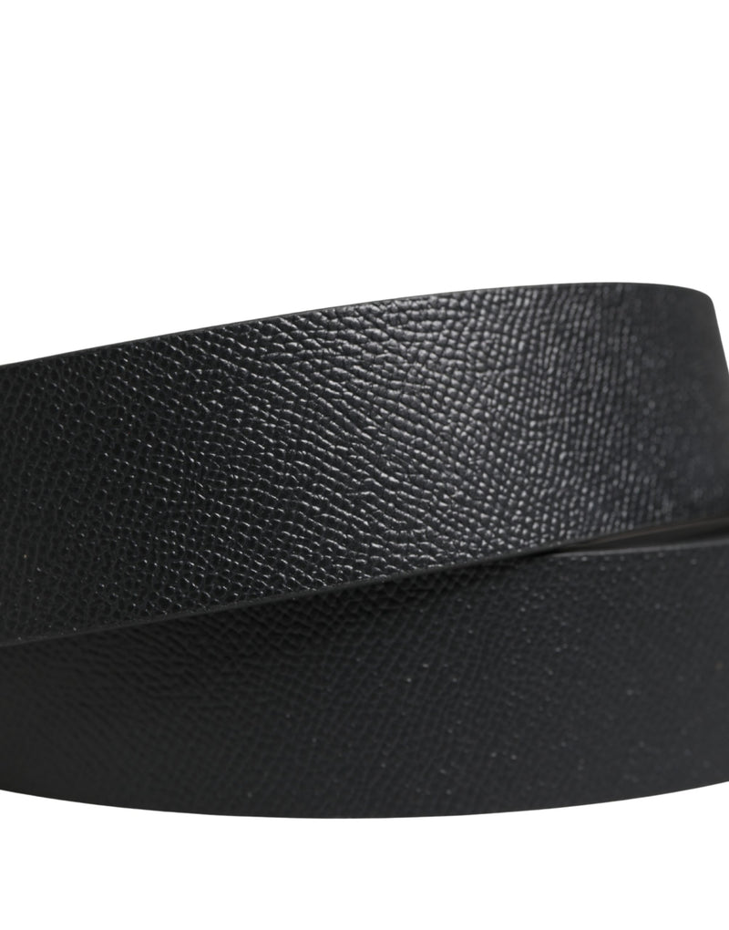 Dolce & Gabbana Heren Zwarte Klassieke Leren Riem met Metalen Gesp