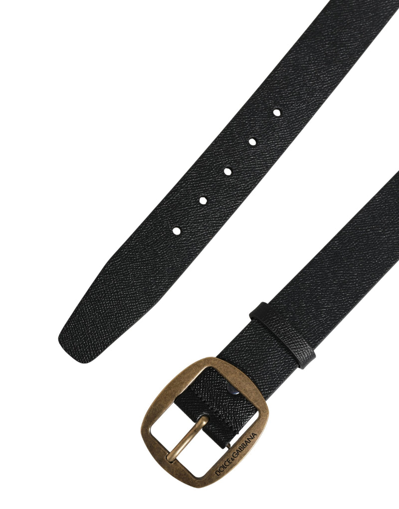 Dolce & Gabbana Heren Zwarte Klassieke Leren Riem met Metalen Gesp