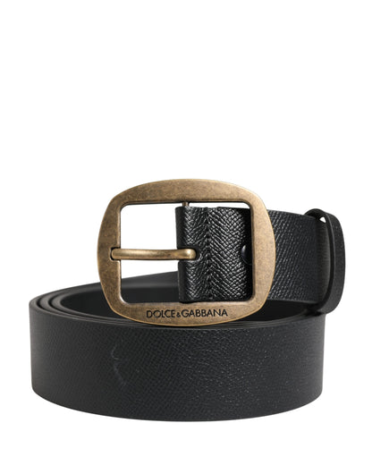 Ceinture Dolce &amp; Gabbana pour homme, en cuir noir classique avec boucle en métal