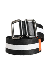 Ceinture Dolce &amp; Gabbana pour homme, en nylon noir et blanc avec logo et boucle métallique