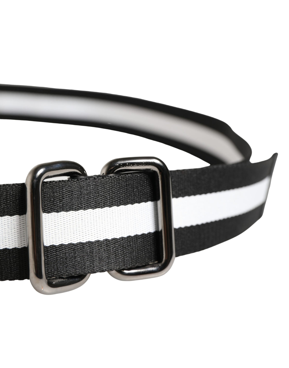 Ceinture Dolce &amp; Gabbana pour homme, en nylon noir et blanc avec logo et boucle métallique