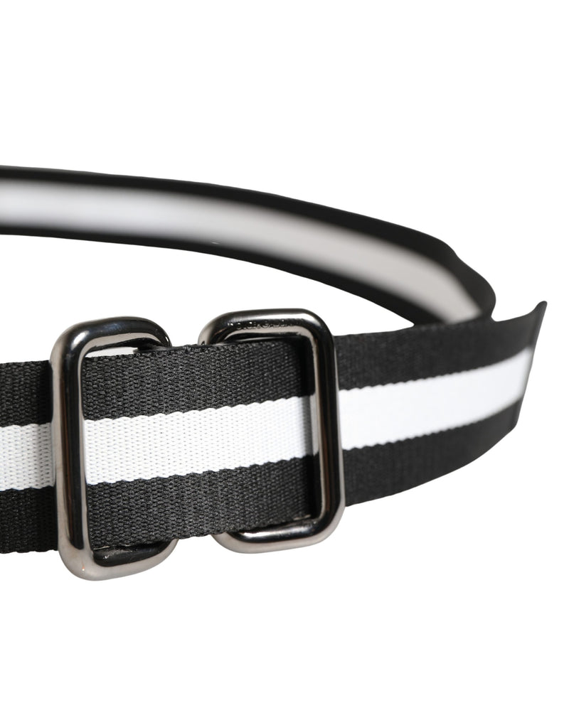 Ceinture Dolce &amp; Gabbana pour homme, en nylon noir et blanc avec logo et boucle métallique