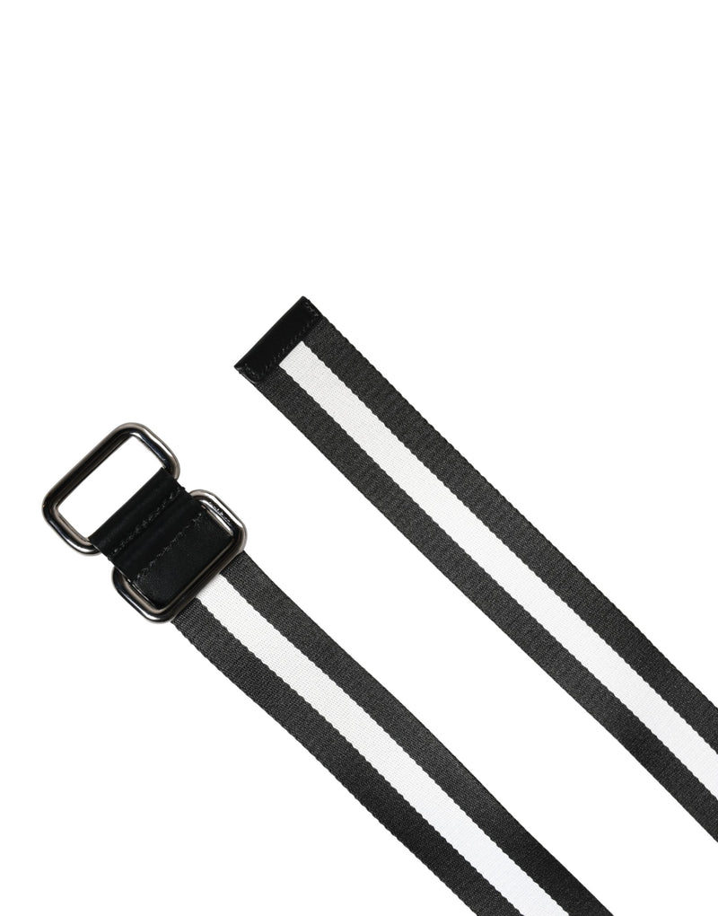 Ceinture Dolce &amp; Gabbana pour homme, en nylon noir et blanc avec logo et boucle métallique