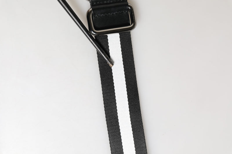 Ceinture Dolce &amp; Gabbana pour homme, en nylon noir et blanc avec logo et boucle métallique