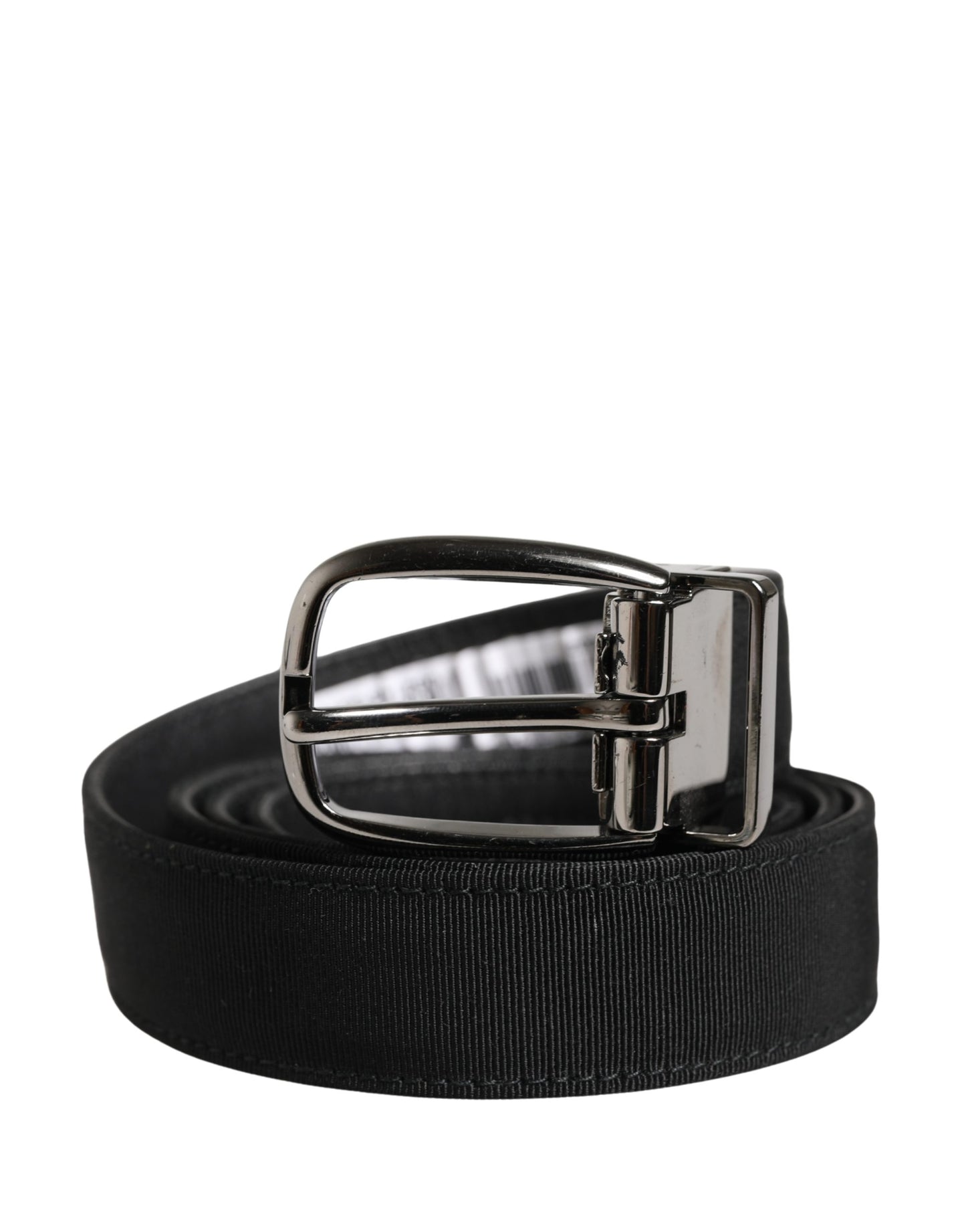 Ceinture Dolce &amp; Gabbana pour homme, en viscose noire avec boucle en métal argenté