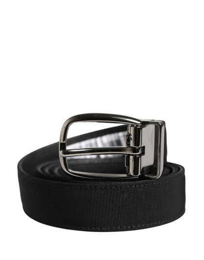 Ceinture Dolce &amp; Gabbana pour homme, en viscose noire avec boucle en métal argenté