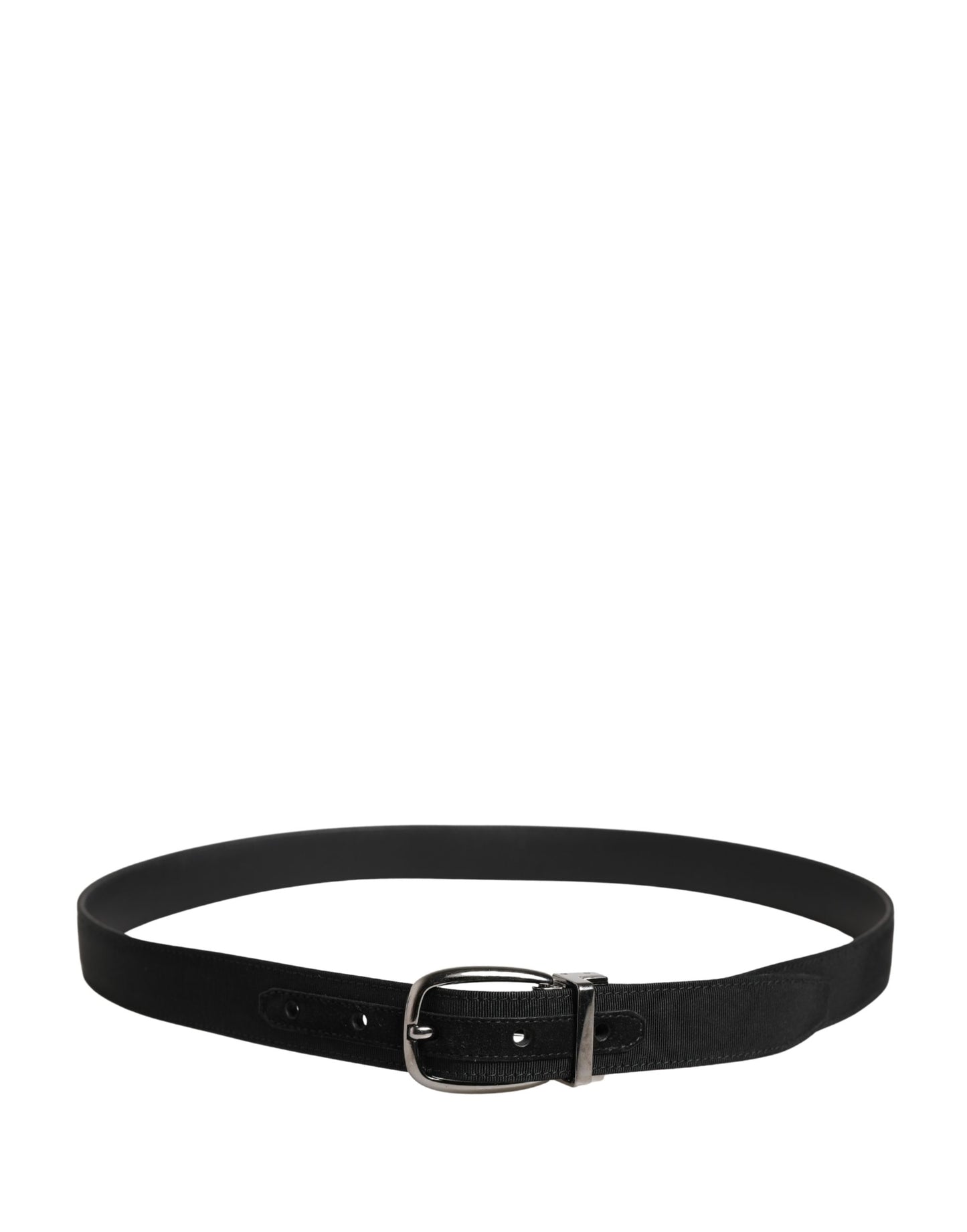 Ceinture Dolce &amp; Gabbana pour homme, en viscose noire avec boucle en métal argenté