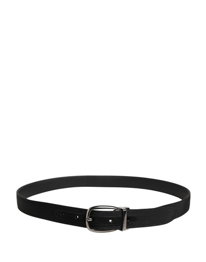 Ceinture Dolce &amp; Gabbana pour homme, en viscose noire avec boucle en métal argenté