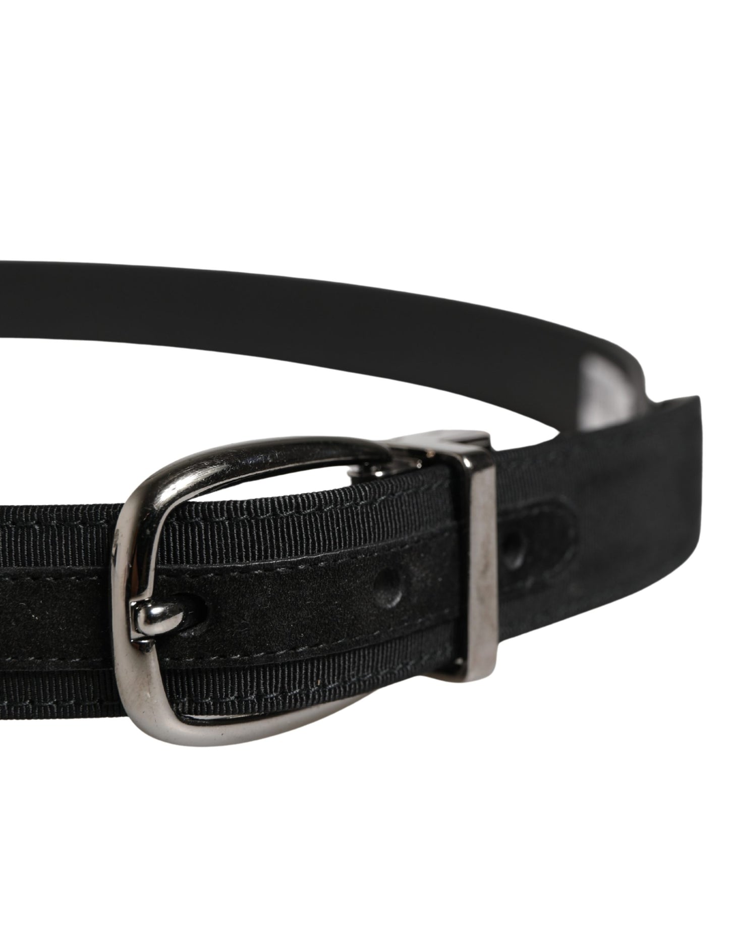Ceinture Dolce &amp; Gabbana pour homme, en viscose noire avec boucle en métal argenté