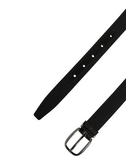 Ceinture Dolce &amp; Gabbana pour homme, en viscose noire avec boucle en métal argenté