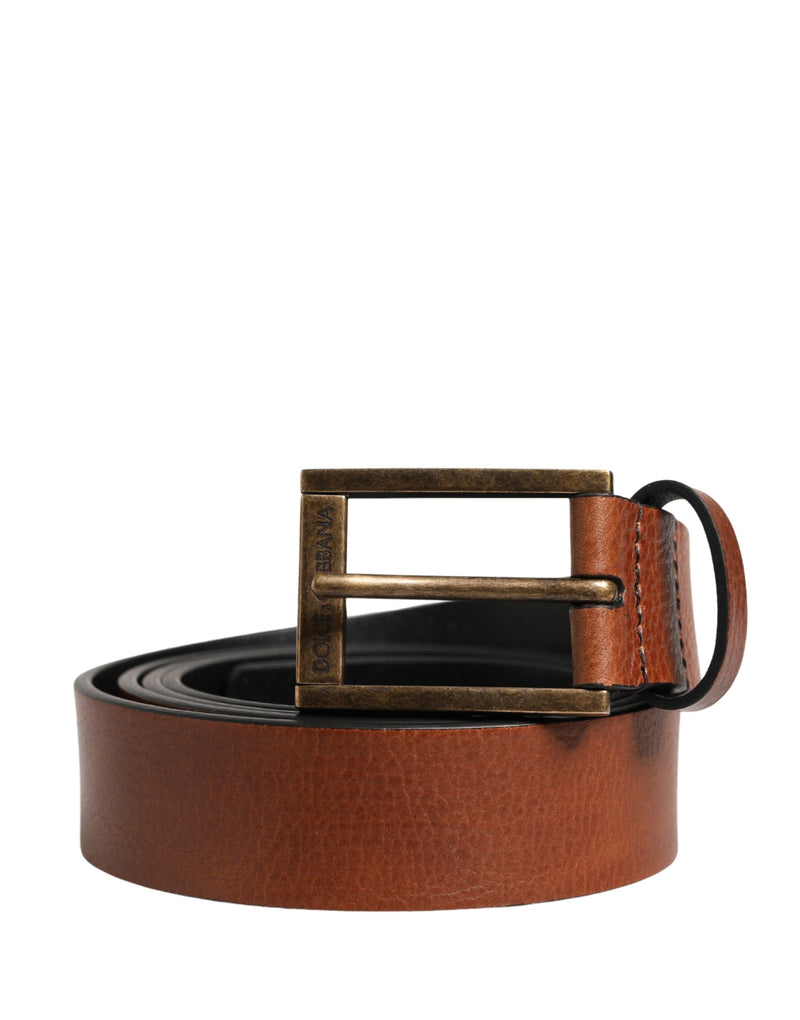 Ceinture Dolce &amp; Gabbana pour homme en cuir marron avec boucle classique en métal