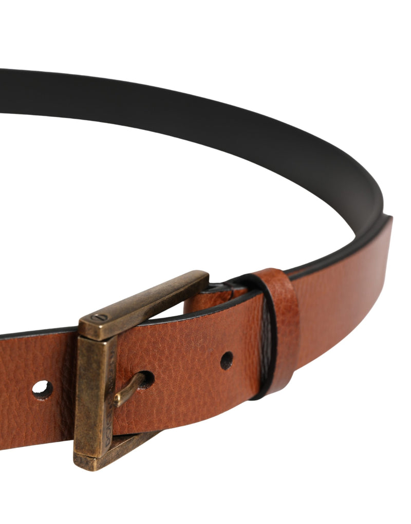 Ceinture Dolce &amp; Gabbana pour homme en cuir marron avec boucle classique en métal