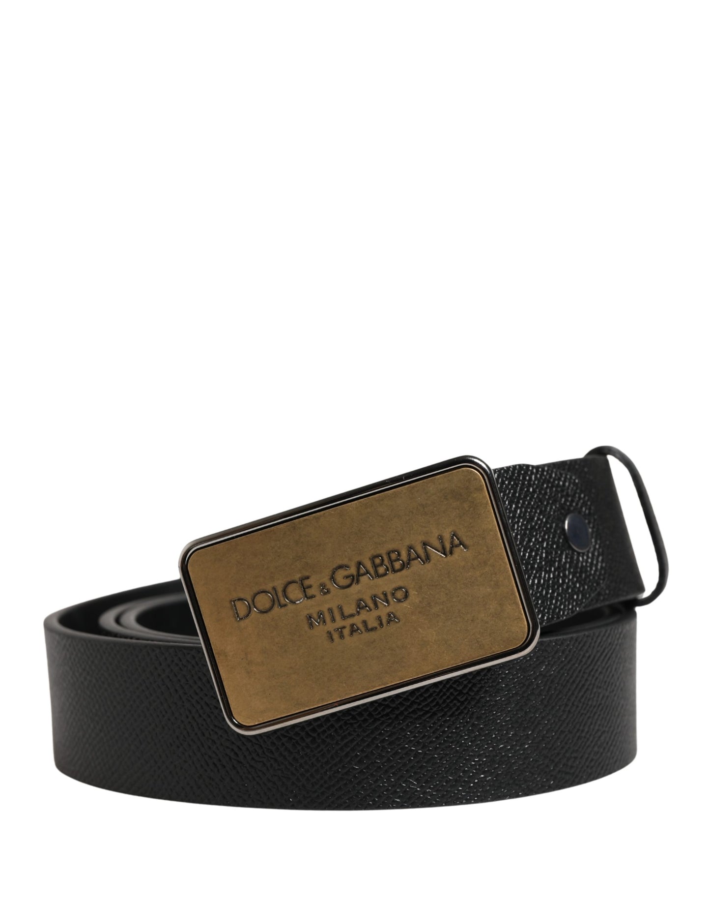 Ceinture Dolce &amp; Gabbana classique en cuir de veau noir avec boucle en métal