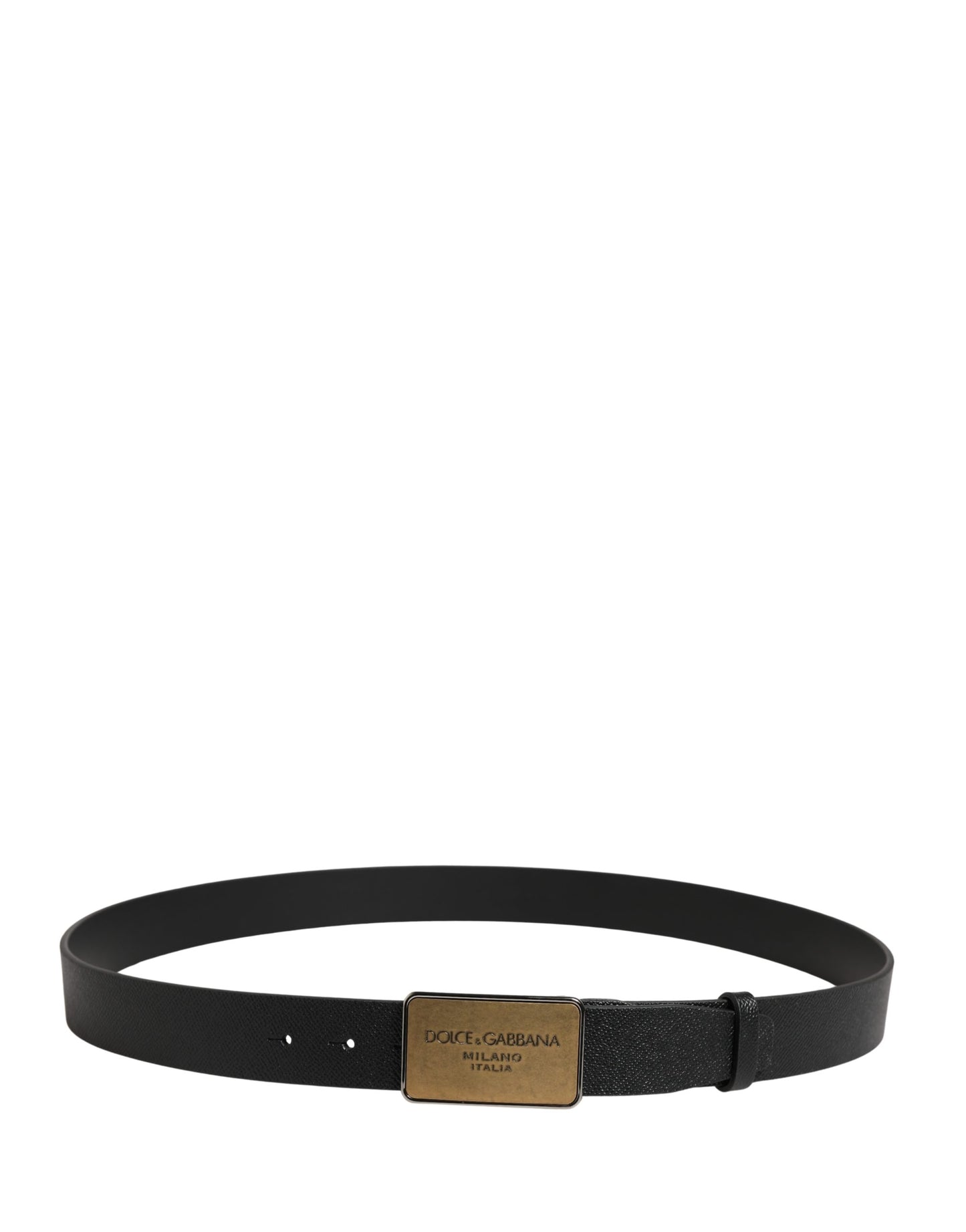 Ceinture Dolce &amp; Gabbana classique en cuir de veau noir avec boucle en métal