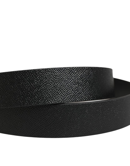 Ceinture Dolce &amp; Gabbana classique en cuir de veau noir avec boucle en métal