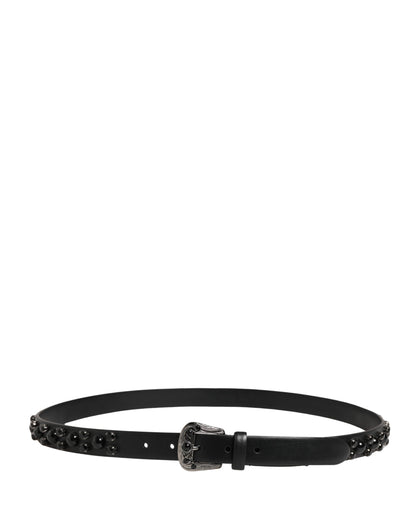 Ceinture Dolce &amp; Gabbana pour homme en cuir de veau noir ornée d'une boucle en métal