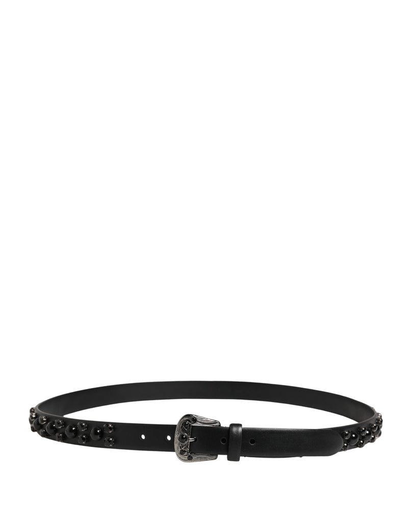 Ceinture Dolce &amp; Gabbana pour homme en cuir de veau noir ornée d'une boucle en métal