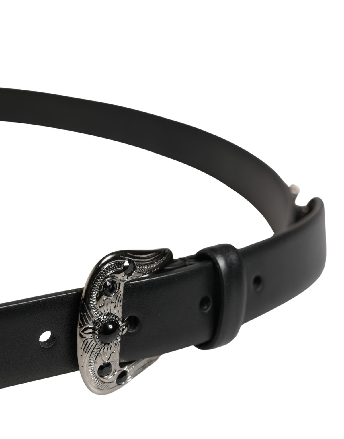 Ceinture Dolce &amp; Gabbana pour homme en cuir de veau noir ornée d'une boucle en métal