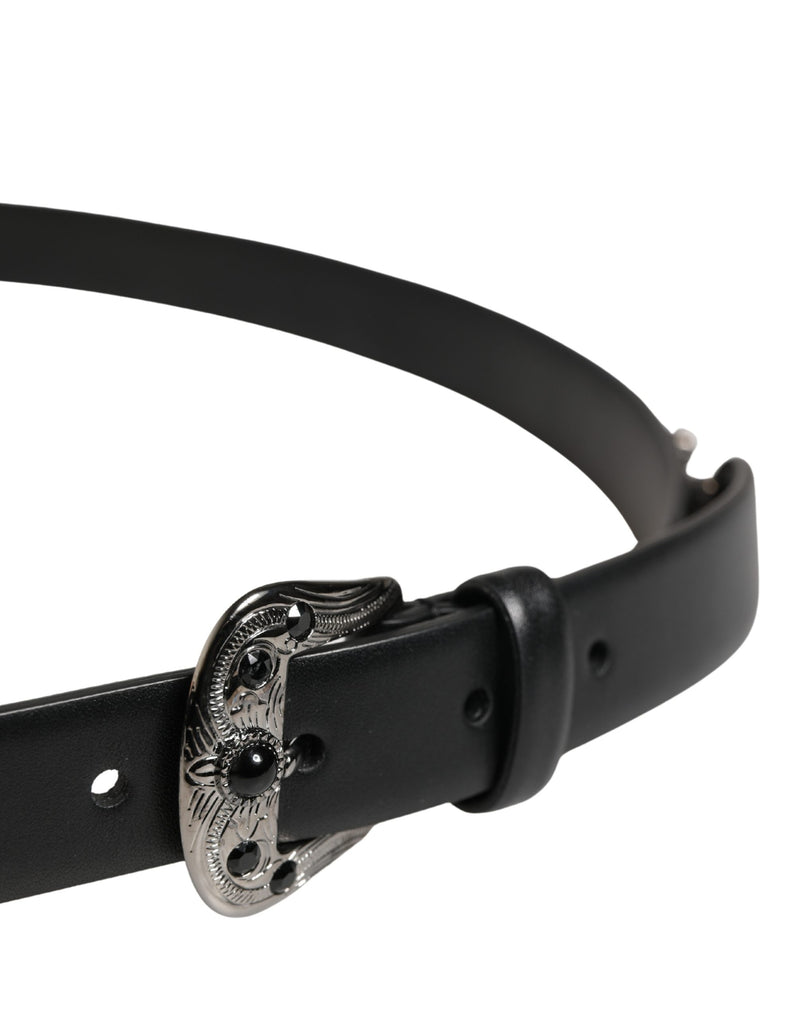 Ceinture Dolce &amp; Gabbana pour homme en cuir de veau noir ornée d'une boucle en métal