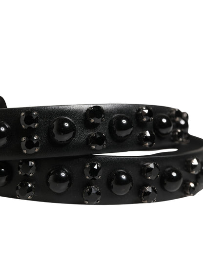 Ceinture Dolce &amp; Gabbana pour homme en cuir de veau noir ornée d'une boucle en métal