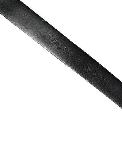 Ceinture Dolce &amp; Gabbana pour homme en cuir de veau noir ornée d'une boucle en métal
