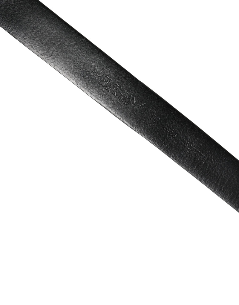 Ceinture Dolce &amp; Gabbana pour homme en cuir de veau noir ornée d'une boucle en métal