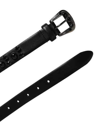 Ceinture Dolce &amp; Gabbana pour homme en cuir de veau noir ornée d'une boucle en métal