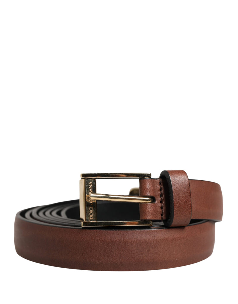 Ceinture Dolce &amp; Gabbana pour homme en cuir marron avec boucle classique en métal