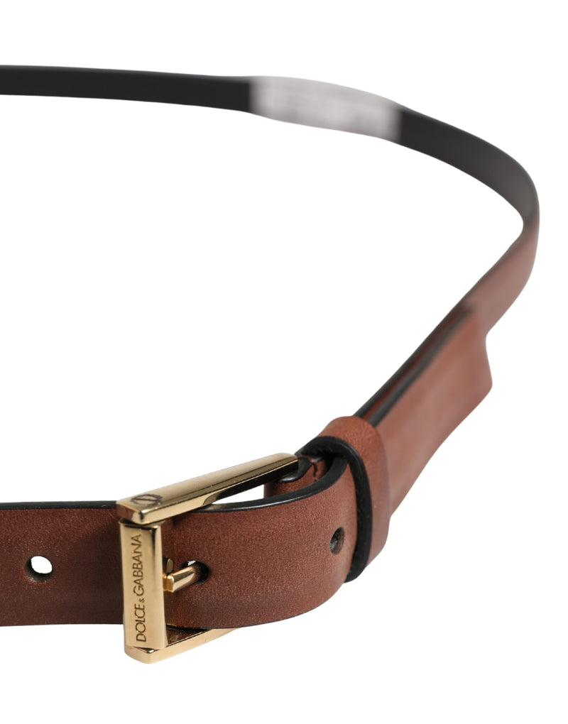 Ceinture Dolce &amp; Gabbana pour homme en cuir marron avec boucle classique en métal