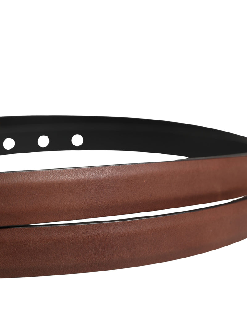 Ceinture Dolce &amp; Gabbana pour homme en cuir marron avec boucle classique en métal