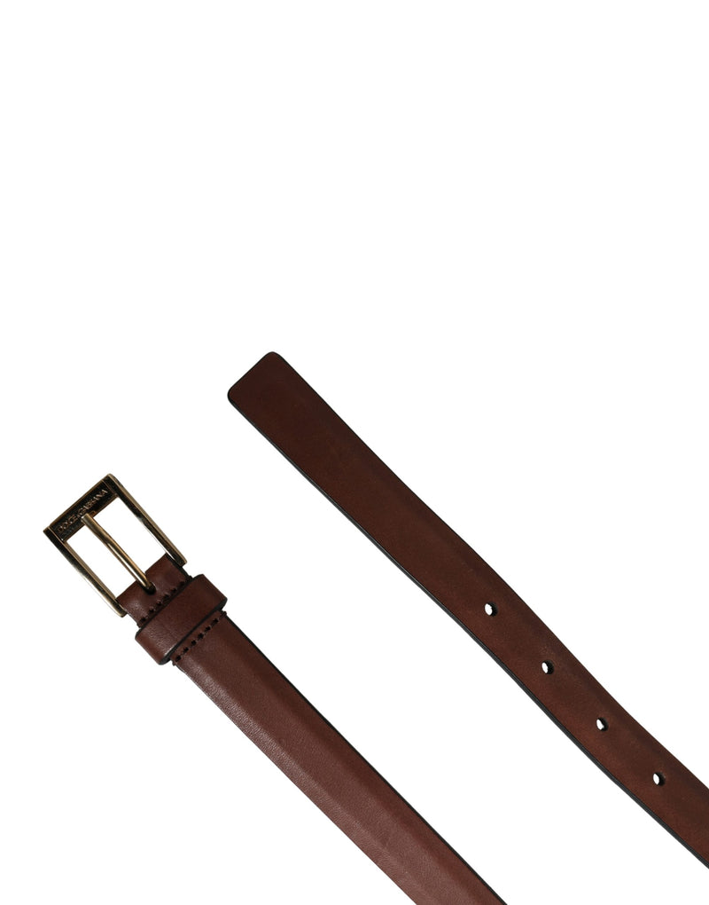 Ceinture Dolce &amp; Gabbana pour homme en cuir marron avec boucle classique en métal