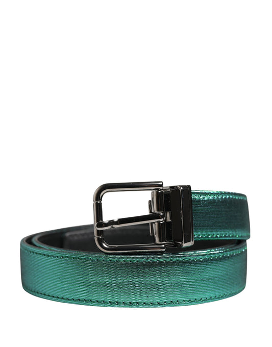 Dolce & Gabbana Heren Groene Lurex Polyester Metalen Gesp Riem