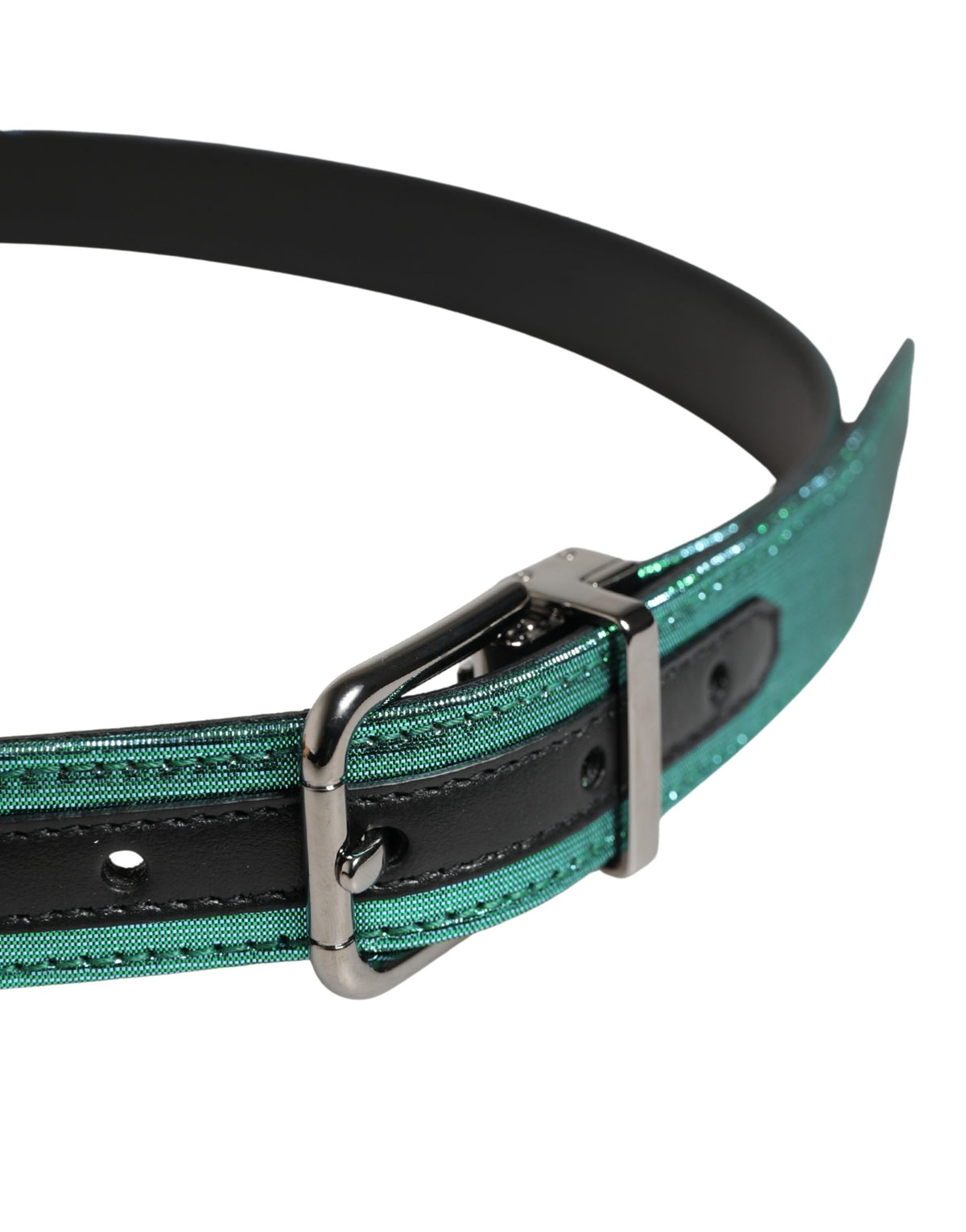 Ceinture Dolce &amp; Gabbana pour homme, verte, en polyester lurex et boucle métallique