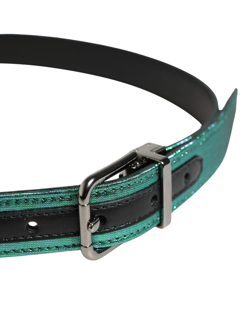 Ceinture Dolce &amp; Gabbana pour homme, verte, en polyester lurex et boucle métallique