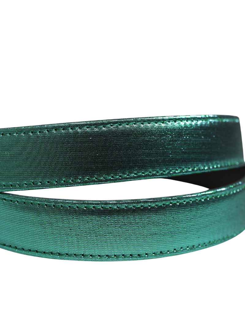 Ceinture Dolce &amp; Gabbana pour homme, verte, en polyester lurex et boucle métallique