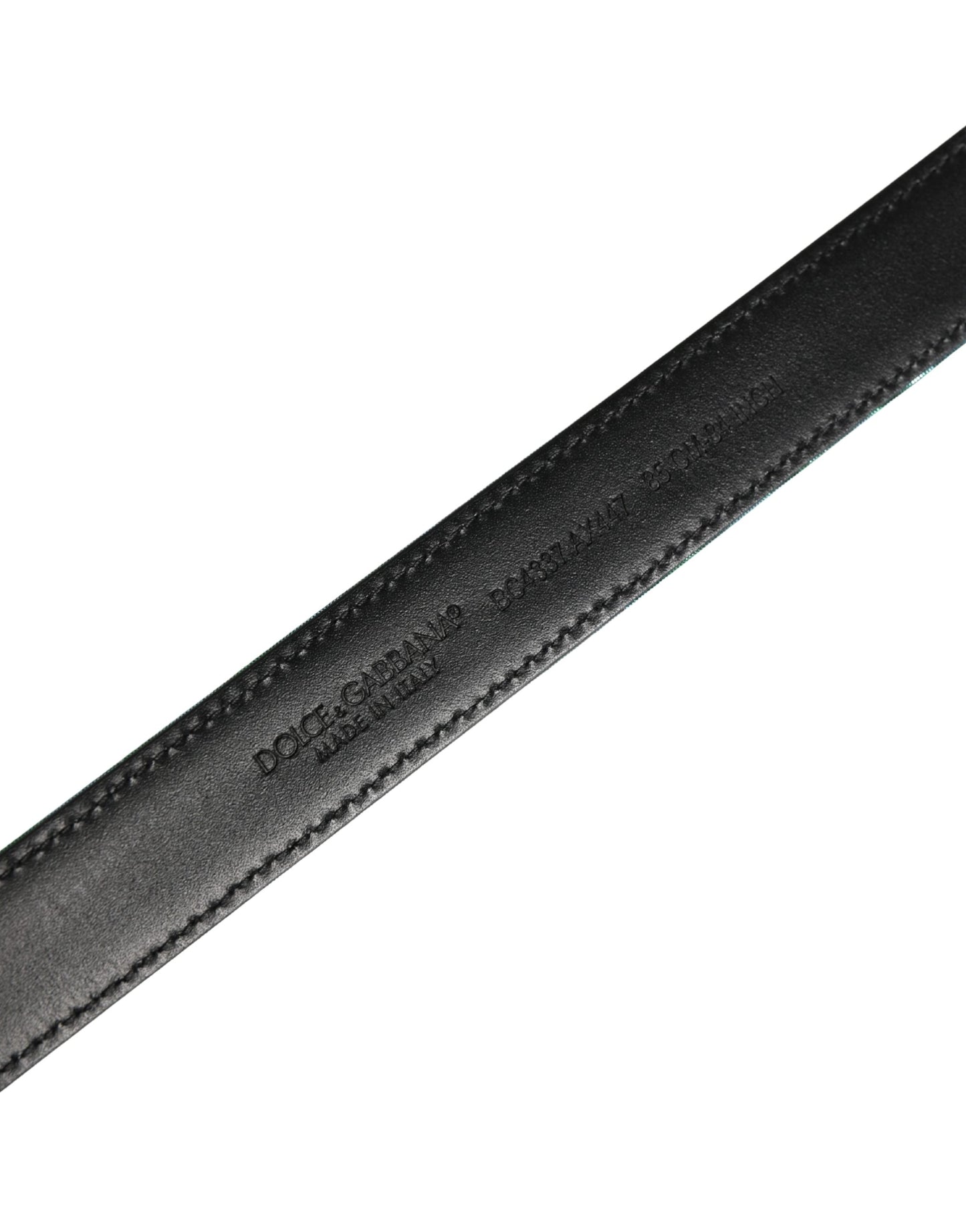 Ceinture Dolce &amp; Gabbana pour homme, verte, en polyester lurex et boucle métallique
