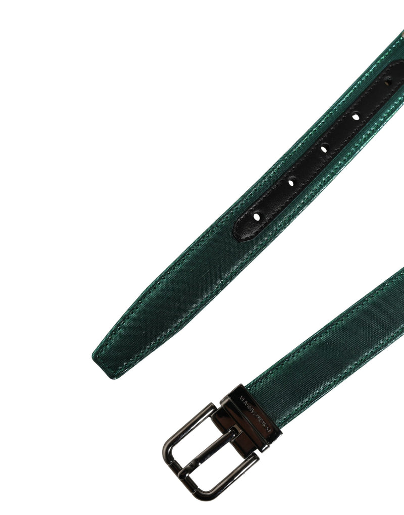 Ceinture Dolce &amp; Gabbana pour homme, verte, en polyester lurex et boucle métallique