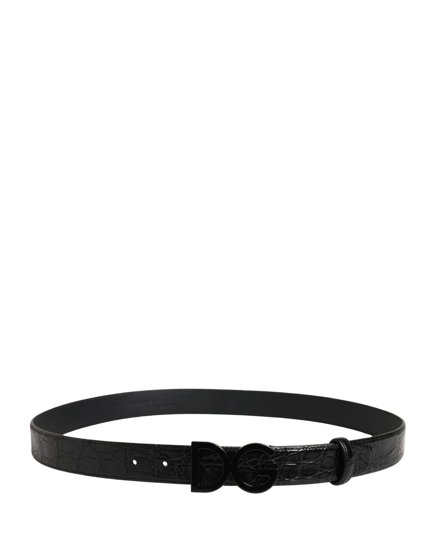 Ceinture Dolce &amp; Gabbana pour homme en cuir exotique noir avec boucle logo