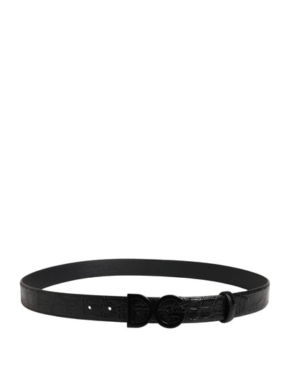 Ceinture Dolce &amp; Gabbana pour homme en cuir exotique noir avec boucle logo
