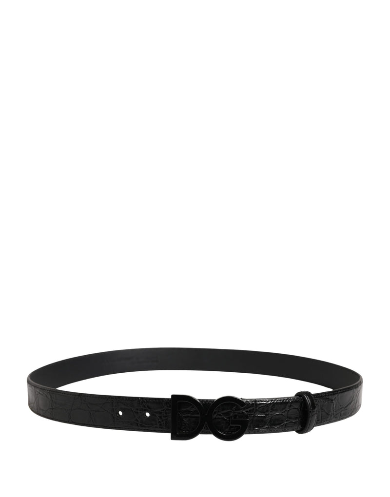 Ceinture Dolce &amp; Gabbana pour homme en cuir exotique noir avec boucle logo
