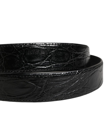 Ceinture Dolce &amp; Gabbana pour homme en cuir exotique noir avec boucle logo