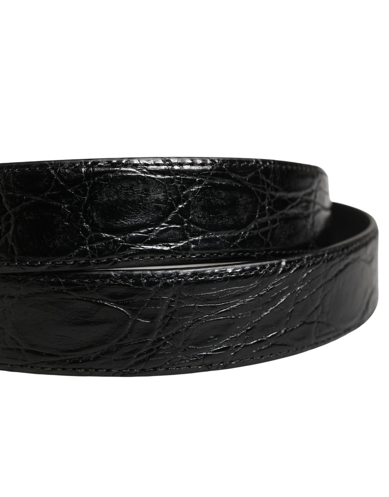 Ceinture Dolce &amp; Gabbana pour homme en cuir exotique noir avec boucle logo