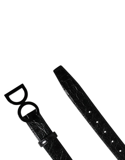 Ceinture Dolce &amp; Gabbana pour homme en cuir exotique noir avec boucle logo