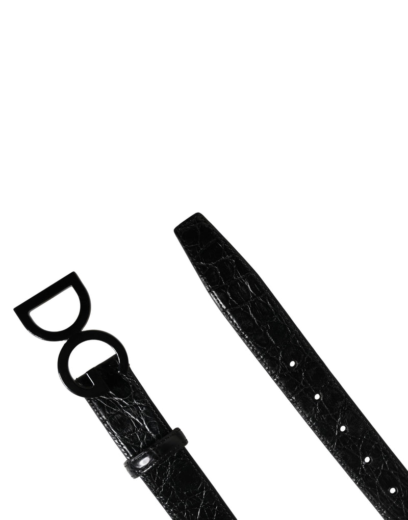 Ceinture Dolce &amp; Gabbana pour homme en cuir exotique noir avec boucle logo