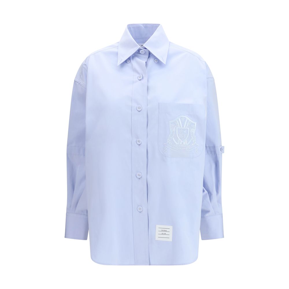 Thom Browne Blue Cotton Oversized Pattern Shirt