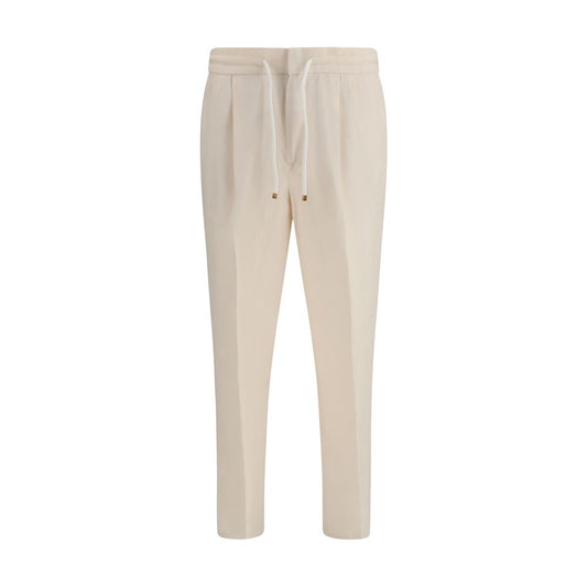 Brunello Cucinelli Beige Linen Casual Pants for Men
