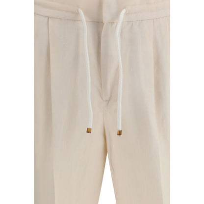 Brunello Cucinelli Beige Linnen Casual Broek