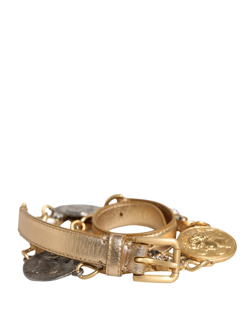 Dolce & Gabbana Gold Brass Chain Coin Embellished Belt